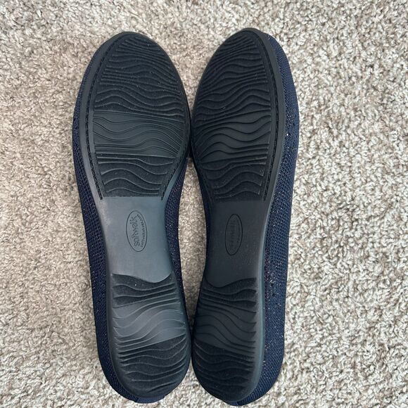 SoftWalk Classic Ballet Flats with Arch Support Navy Metallic Stretch Knit 11N - Picture 4 of 5